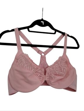 Glamorise Wonderwire Front Close Racerback Women's Bra Size 40C Pink Underwire
